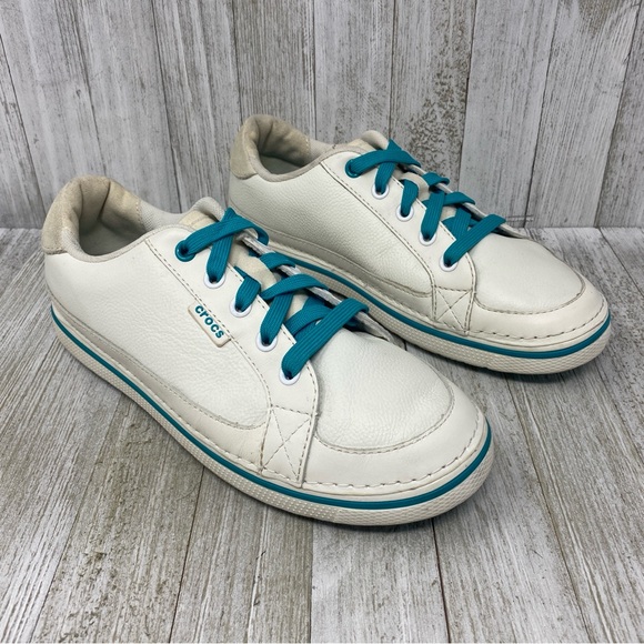 CROCS Shoes - Crocs Golf Shoes Hank Haney Bradyn White Turquoise Blue Womens Size 7